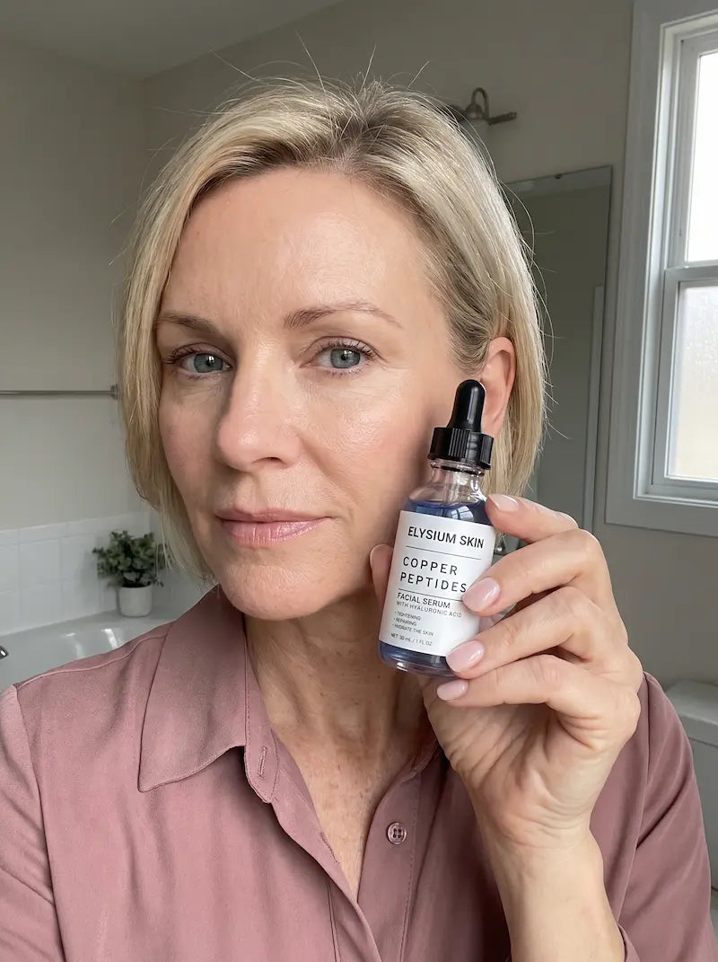 Elysium customer holding Copper Peptide Renewal Serum