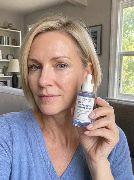 Elysium customer holding Copper Peptide Renewal Serum