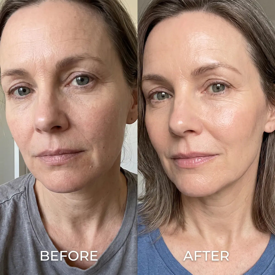 Annika before and after consistent use of Elysium