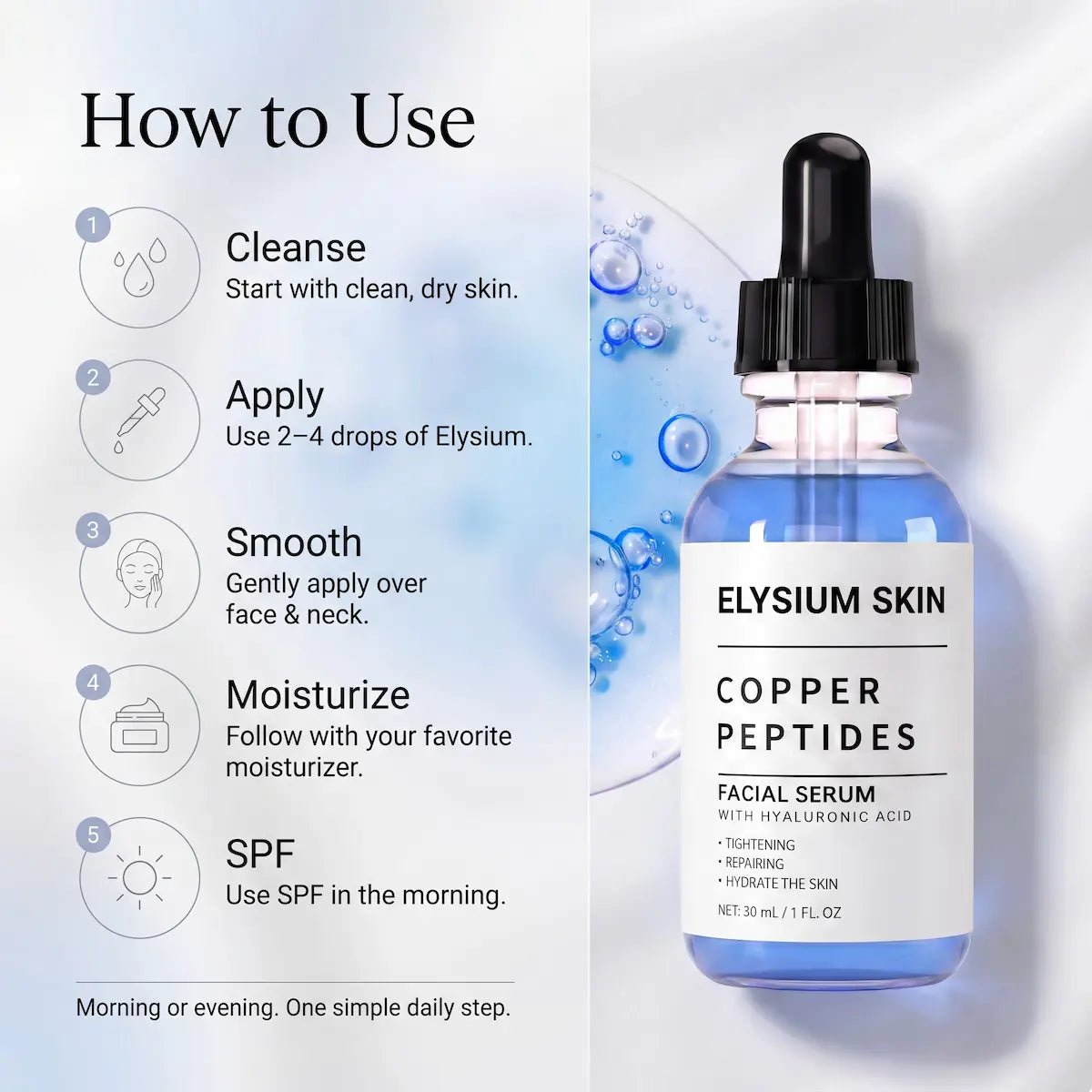 How to use Elysium serum graphic